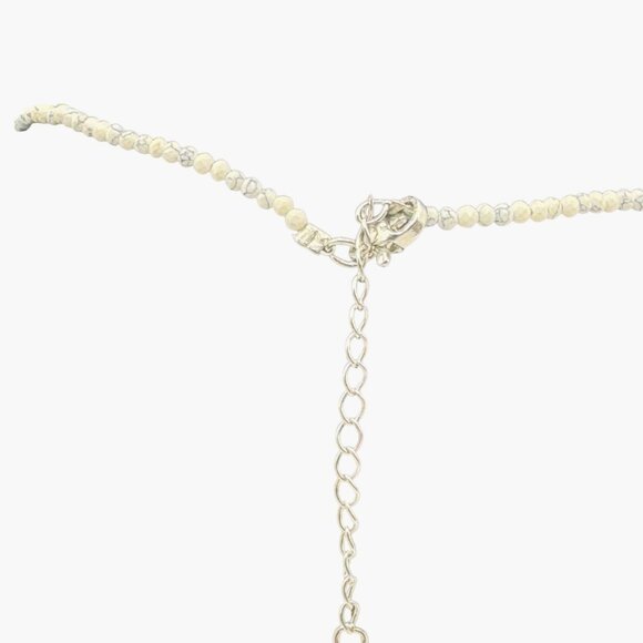 Light Gray Dainty Beaded Necklace Adjustable Chain - Picture 3 of 4